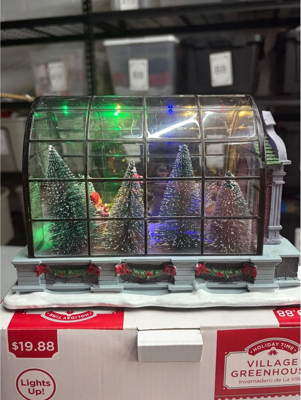 Holiday Time Village Greenhouse Lights Up Original Box Collectible